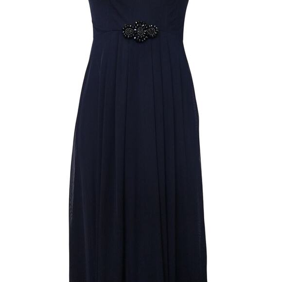 Vintage 90s Y2K Prom Dress Maxi Gown Size 6 Navy Blue Lace Formal Embellished - Picture 4 of 10